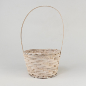 Корзина плетеная (бамбук), D16х10хH32см, белый в интернет-магазине флористических аксессуаров Азалия Декор