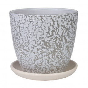 Цв. горшок с поддоном Маджента (керамика), D11,5xH10,5см, 0,7л, белый в интернет-магазине флористических аксессуаров Азалия Декор