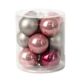 Набор шаров 12шт. в тубе (стекло), D3см, в асс., роз./серый в интернет-магазине флористических аксессуаров Азалия Декор
