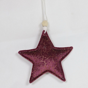 Украшение подвесное Звезда, 15см, темно-розовый в интернет-магазине флористических аксессуаров Азалия Декор