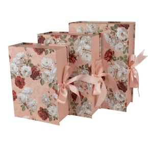 Набор коробок подарочных Книга 3шт., 30,3x21,5xH10,2см, розовый/белый в интернет-магазине флористических аксессуаров Азалия Декор
