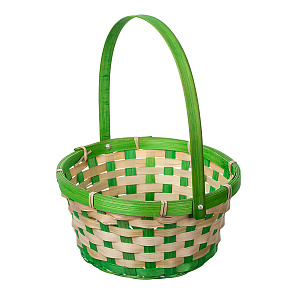 Корзина плетеная (бамбук), D21хH24 см, зеленый в интернет-магазине флористических аксессуаров Азалия Декор