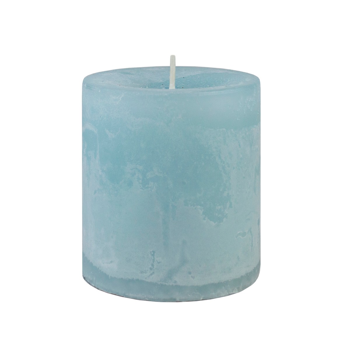 Свеча-столбик с ароматом Белый чай (38 часов), H7,5xD7см, голубой в интернет-магазине флористических аксессуаров Азалия Декор