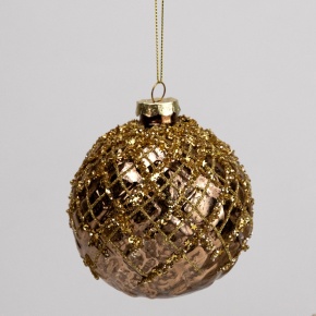 Украшение подвесное Шар (стекло), D10см, бронзовый в интернет-магазине флористических аксессуаров Азалия Декор
