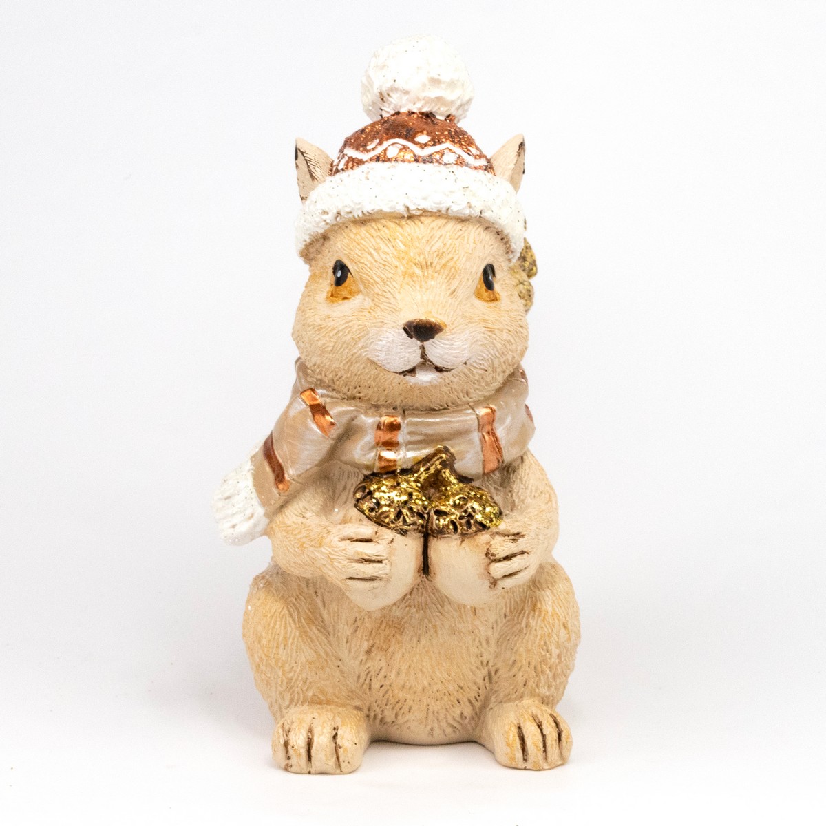 Сувенир Белка (полирезин), Н13,5х12х6,5см, кремовый/золотой в интернет-магазине флористических аксессуаров Азалия Декор