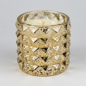 Свеча в стакане с ароматом Корица (стекло), H9xD10см, золотой в интернет-магазине флористических аксессуаров Азалия Декор