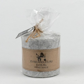 Свеча-столбик Бирмингем (30 часов, пальмовый воск), D7xH7см, светло-серый в интернет-магазине флористических аксессуаров Азалия Декор