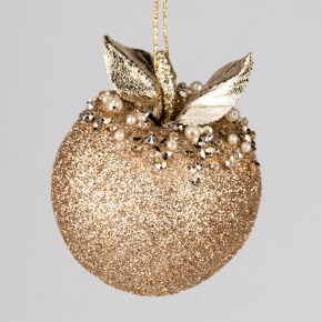 Украшение подвесное Яблоко, Н10х8х8см, золотой в интернет-магазине флористических аксессуаров Азалия Декор
