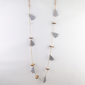 Гирлянда Звезды/Елочки (дерево), 5х5х120см, в асс., серебряный в интернет-магазине флористических аксессуаров Азалия Декор