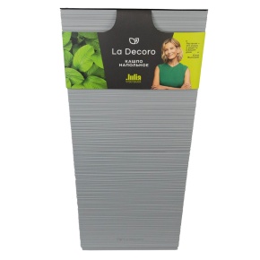 Кашпо квадратное со вставкой Ля Декоро (пластик), 37х37xH68см, 34,5л, серый в интернет-магазине флористических аксессуаров Азалия Декор