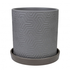 Цв. горшок с поддоном Тринити (бетон), D15xH15см, 1,82л, серый в интернет-магазине флористических аксессуаров Азалия Декор