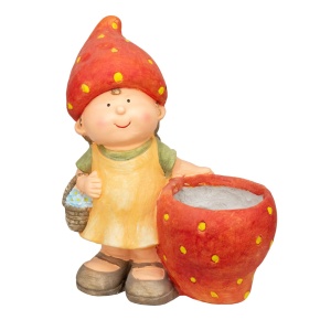 Садовая фигура Девочка с клубникой (магнезия), H38х30х17,5см, цв. в асс. в интернет-магазине флористических аксессуаров Азалия Декор