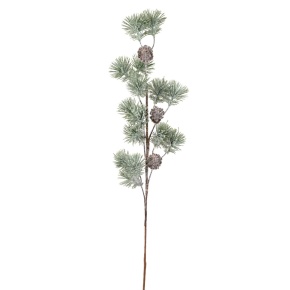 Ветка с шишками заснеженная, H73 см, зеленый в интернет-магазине флористических аксессуаров Азалия Декор