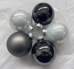 Набор шаров 12шт. в тубе (стекло), D3см, в асс., серый в интернет-магазине флористических аксессуаров Азалия Декор