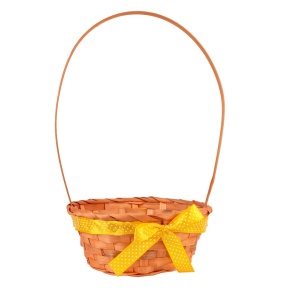 Корзина плетеная (бамбук), D22x9xH38см, оранжевый в интернет-магазине флористических аксессуаров Азалия Декор