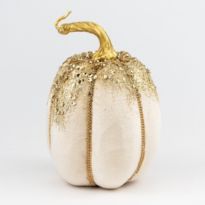 Сувенир Тыква (пенопласт/текстиль), H18хD12см, кремовый в интернет-магазине флористических аксессуаров Азалия Декор