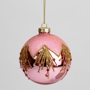 Украшение подвесное Шар (стекло), D8см, розовый в интернет-магазине флористических аксессуаров Азалия Декор