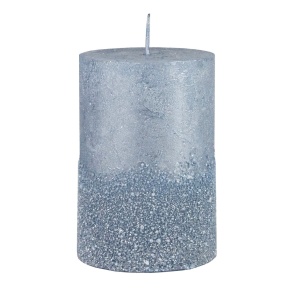 Свеча-столбик с глиттером, H10xD7см, голубой в интернет-магазине флористических аксессуаров Азалия Декор