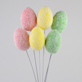 Набор яиц на вставке 6шт., H23х4х6см, цв. в асс. в интернет-магазине флористических аксессуаров Азалия Декор