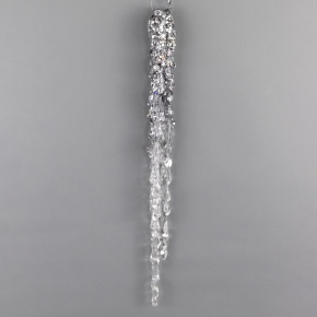 Украшение подвесное Сосулька с глиттером (пластик), 30см, прозрачный/серый в интернет-магазине флористических аксессуаров Азалия Декор