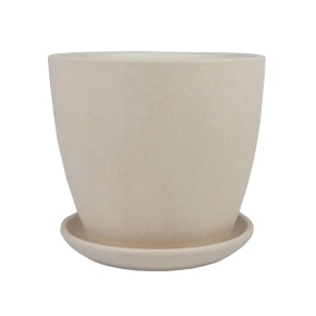 Цв. горшок с поддоном Замша (бетон), D18xH15см, 2,15л, белый в интернет-магазине флористических аксессуаров Азалия Декор