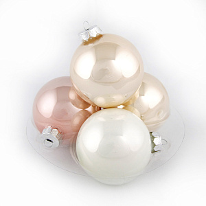 Набор шаров 6шт. в тубе (стекло), D8см, микс бел./роз. в интернет-магазине флористических аксессуаров Азалия Декор
