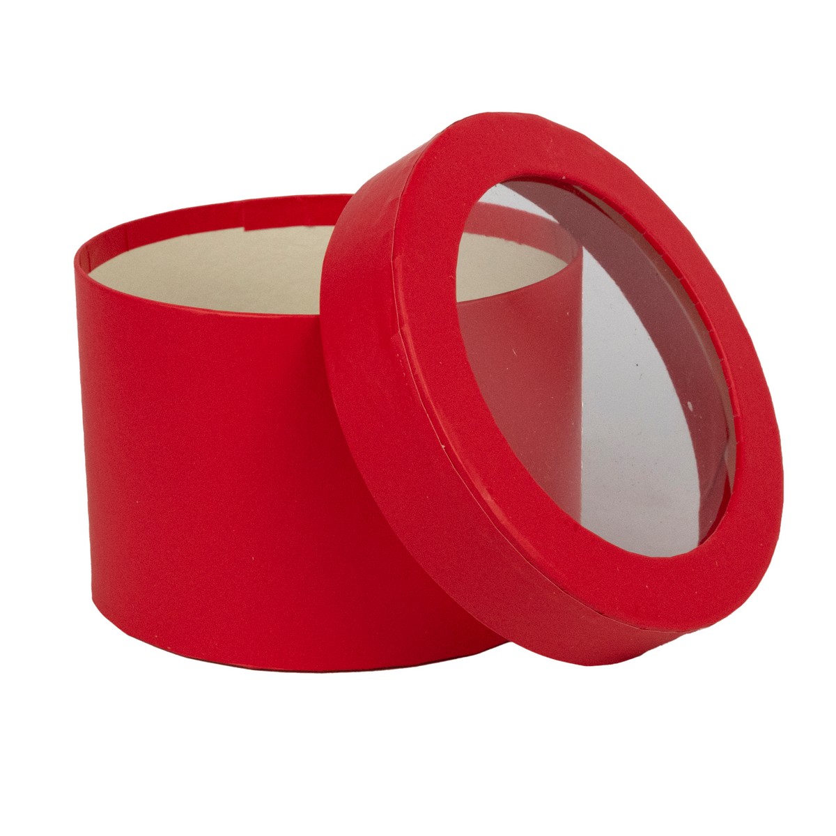 Коробка подарочная круглая, D12,5xH8,5см, красный в интернет-магазине флористических аксессуаров Азалия Декор