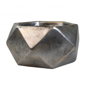 Кашпо Ромб (файбергласс), D41xH21см, серебряный в интернет-магазине флористических аксессуаров Азалия Декор