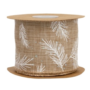 Лента Веточки (полиэстер), 63 мм 5 м, натуральный/белый в интернет-магазине флористических аксессуаров Азалия Декор