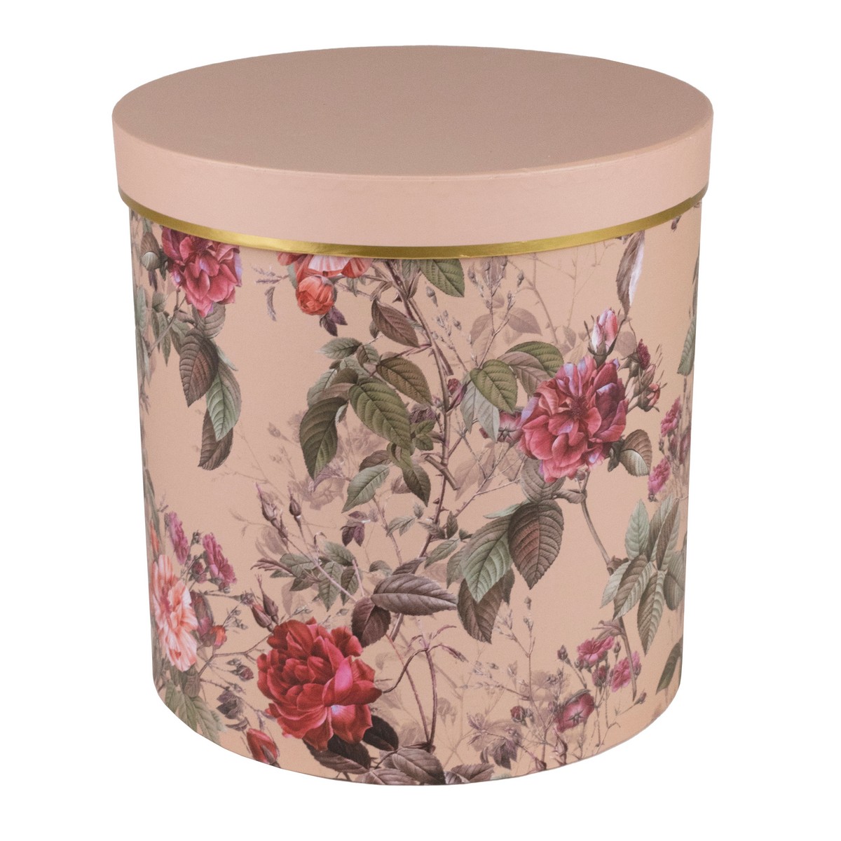 Набор коробок круглых Цветы 3шт, D24хH23,5см, розовый в интернет-магазине флористических аксессуаров Азалия Декор