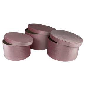 Набор коробок подарочных круглых  3шт, D29,7xH16 см, нежно-розовый в интернет-магазине флористических аксессуаров Азалия Декор
