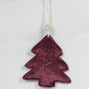 Украшение подвесное Елочка, 12,5х14см, темно-розовый в интернет-магазине флористических аксессуаров Азалия Декор