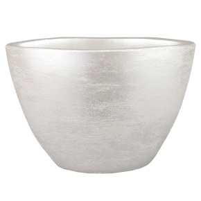 Кашпо Лодка (керамика), D33xН18см, серебряный в интернет-магазине флористических аксессуаров Азалия Декор