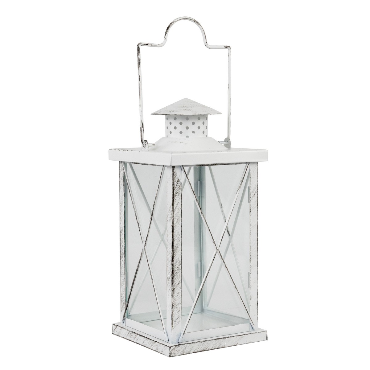 Набор фонарей 3шт. (металл/стекло), 18x18xH39,5см, белый в интернет-магазине флористических аксессуаров Азалия Декор