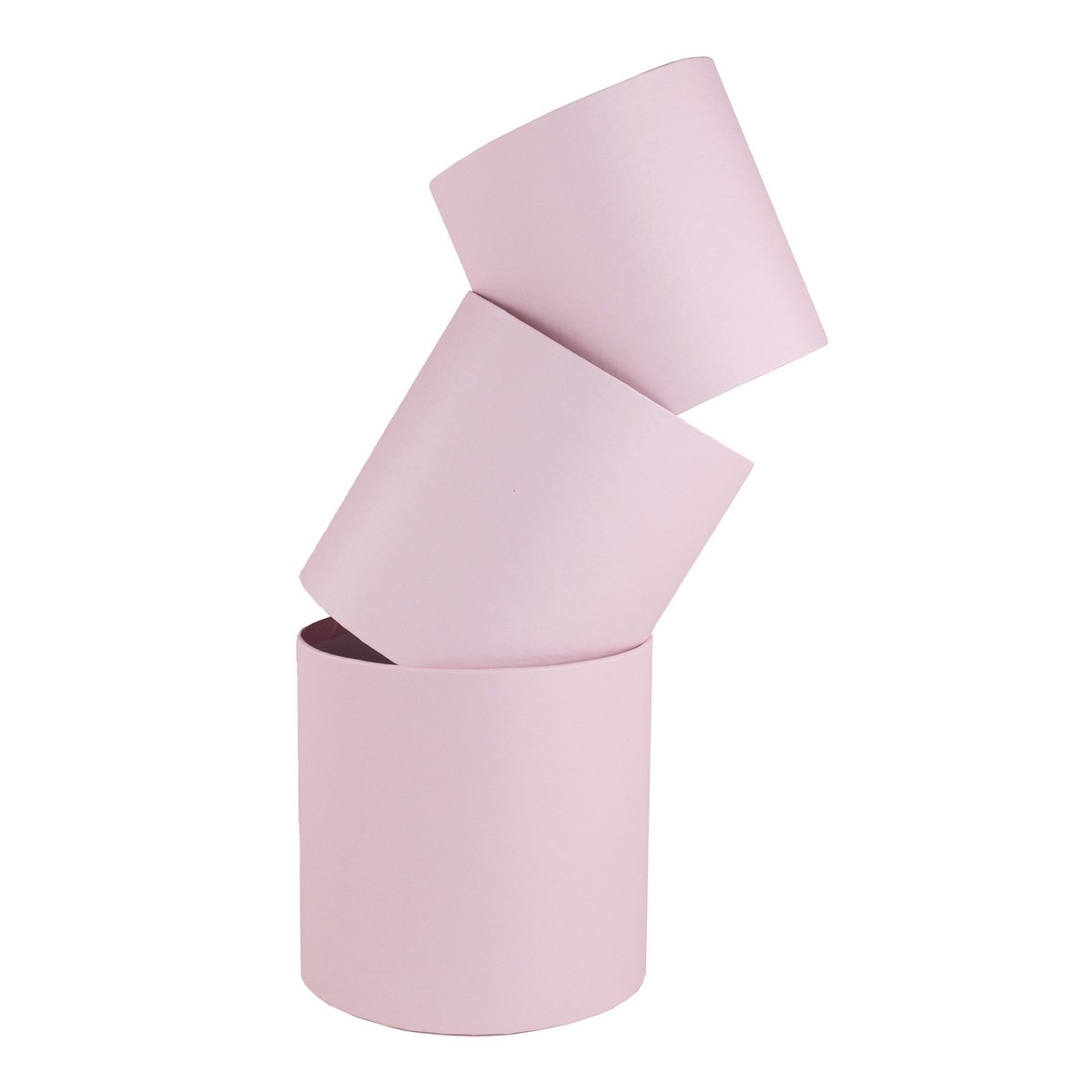 Набор коробок подарочных круглых без крышки 3шт., D16xH16 см, светло-розовый в интернет-магазине флористических аксессуаров Азалия Декор