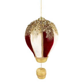 Украшение подвесное Воздушный шар, Н22х12х12см, красн./крем. в интернет-магазине флористических аксессуаров Азалия Декор