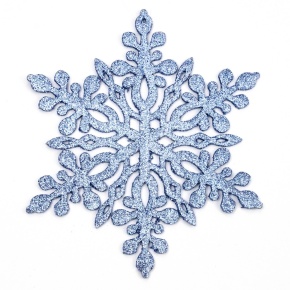 Украшение подвесное Снежинка с глиттером (дерево), 15х15см, син. в интернет-магазине флористических аксессуаров Азалия Декор