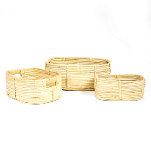 Набор кашпо плетеных 3шт. (растительный материал), 36x28хH14см, натуральный в интернет-магазине флористических аксессуаров Азалия Декор