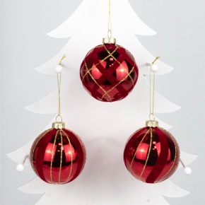 Украшение подвесное Шар (стекло), D8см, в асс., красный в интернет-магазине флористических аксессуаров Азалия Декор