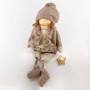 Сувенир Мальчик в дубленке сидящий, Н58х30,5х20см, коричневый в интернет-магазине флористических аксессуаров Азалия Декор