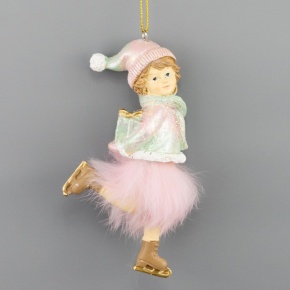 Украшение подвесное Девочка (полирезин), H12x5,5x4см, розовый в интернет-магазине флористических аксессуаров Азалия Декор