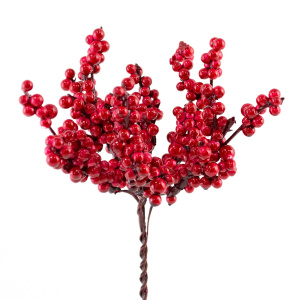 Набор веток с ягодами на вставках 6шт., L16см, красный в интернет-магазине флористических аксессуаров Азалия Декор