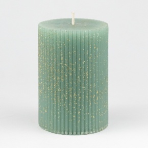 Свеча-столбик ребристая, H10xD7см, зеленый в интернет-магазине флористических аксессуаров Азалия Декор