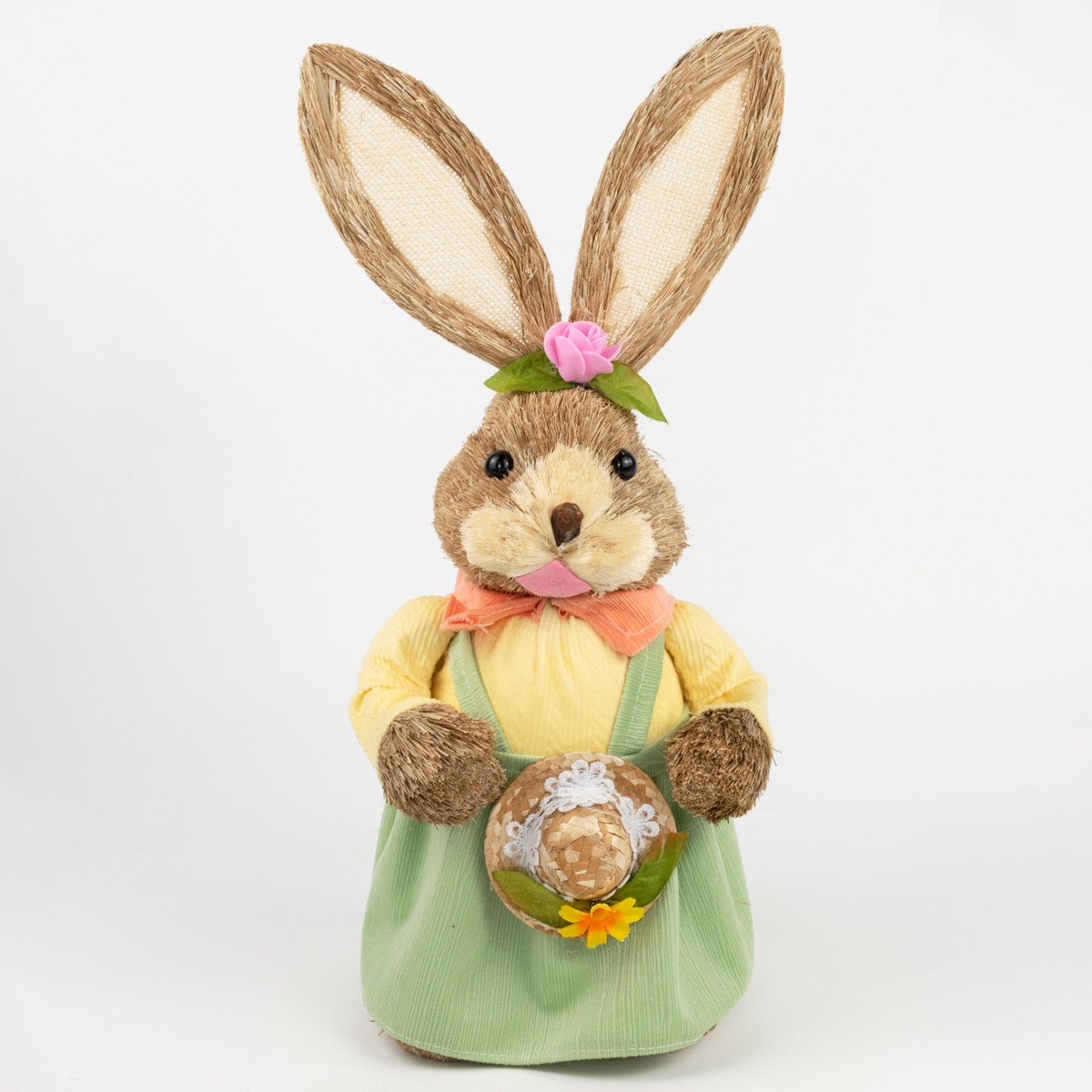 Сувенир Заяц Мальчик/Девочка (пенопласт/трава), H45см, в асс., коричневый в интернет-магазине флористических аксессуаров Азалия Декор