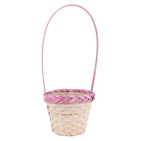 Корзина плетеная (бамбук), D16x14xH44см, розовый в интернет-магазине флористических аксессуаров Азалия Декор