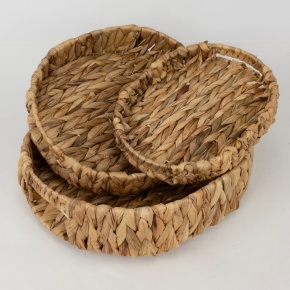 Набор подносов плетеных 3шт, (растительный материал), 35х30xH8см, натуральный в интернет-магазине флористических аксессуаров Азалия Декор