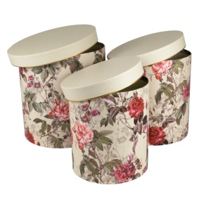 Набор коробок круглых Цветы 3шт, D24хH23,5см, бежевый в интернет-магазине флористических аксессуаров Азалия Декор