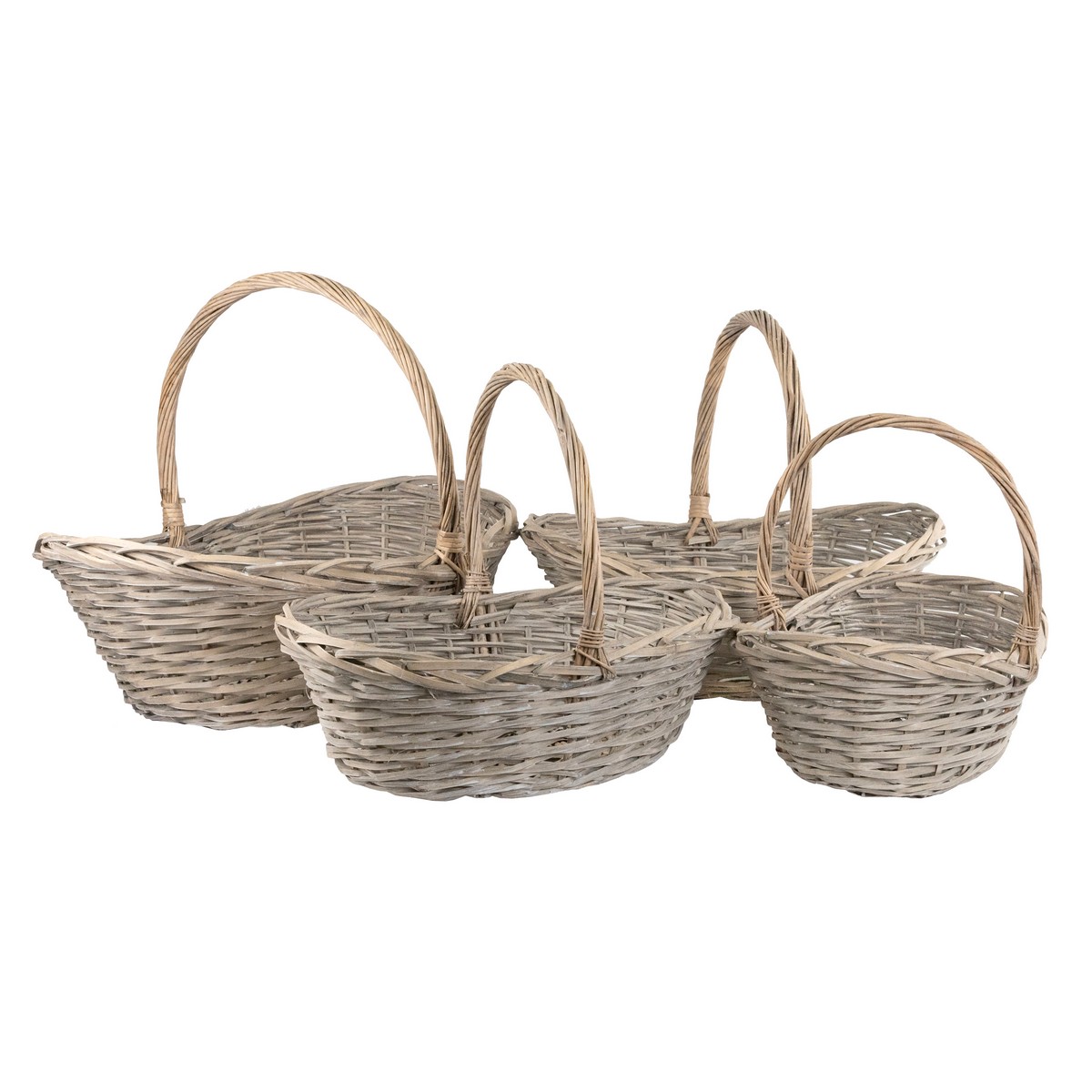 Набор корзин плетеных 4шт. (ива), 59x44x16/23xH47см, серый в интернет-магазине флористических аксессуаров Азалия Декор