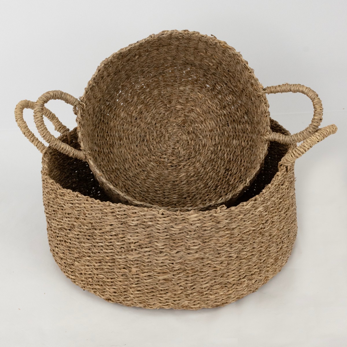 Набор корзин плетеных 2шт. (растительный материал), D40xH17см, натуральный в интернет-магазине флористических аксессуаров Азалия Декор