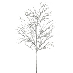 Ветка с глиттером, H76 см, серебряный в интернет-магазине флористических аксессуаров Азалия Декор